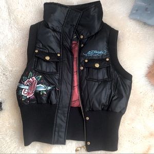 Ed Hardy Black Puffer Vest